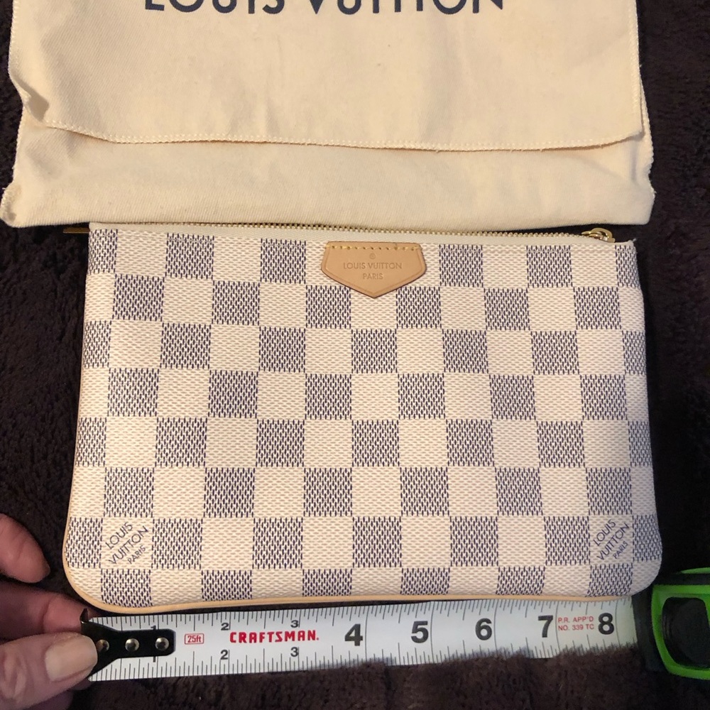 Louis Vuitton double zip pochette damier azur